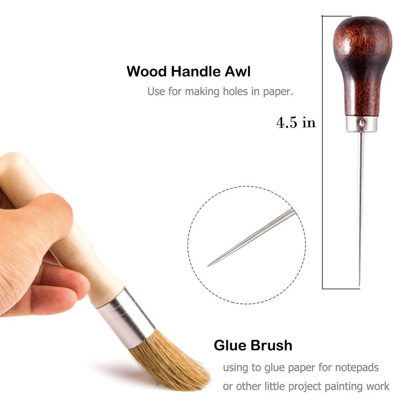 kootiko Bookbinding Kit - KOOTIKO Bookbinding Supplies, Hand Book Binding Starter Tools Set with Real Bone Folder,Paper Awl, Large-Eye Needles, Glue Brush, Wax Thread for Handmade DIY Books - Image 4